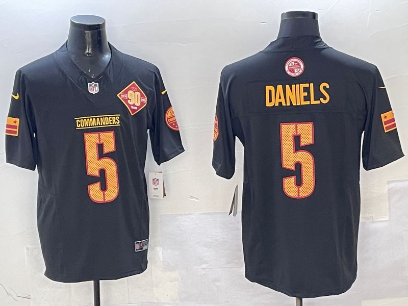 Men Washington Commanders 5 Daniels Black Throwback three generations 2025 Nike Limited NFL Jersey style 2